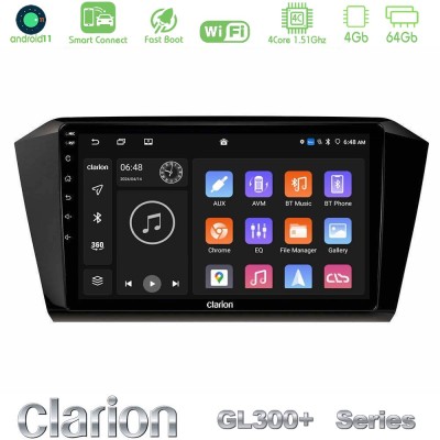 Clarion GL300+ Series 4Core Android11 4+64GB VW Passat Navigation Multimedia Tablet 10"