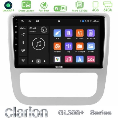 Clarion GL300+ Series 4Core Android11 4+64GB VW Scirocco 2008-2014 Navigation Multimedia Tablet 9"