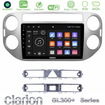 Clarion GL300+ Series 4Core Android11 4+64GB VW Tiguan Navigation Multimedia Tablet 9"