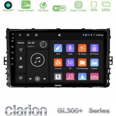 Clarion GL300+ Series 4Core Android11 4+64GB VW MQB 2017- Navigation Multimedia Tablet 9"
