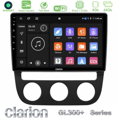 Clarion GL300+ Series 4Core Android11 4+64GB VW Jetta Navigation Multimedia Tablet 10"