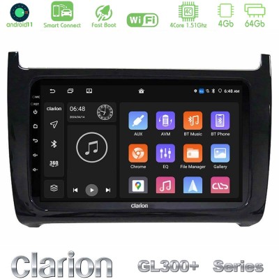 Clarion GL300+ Series 4Core Android11 4+64GB Vw Polo Navigation Multimedia Tablet 9"