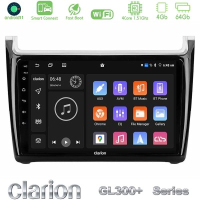 Clarion GL300+ Series 4Core Android11 4+64GB Vw Polo Navigation Multimedia Tablet 9"