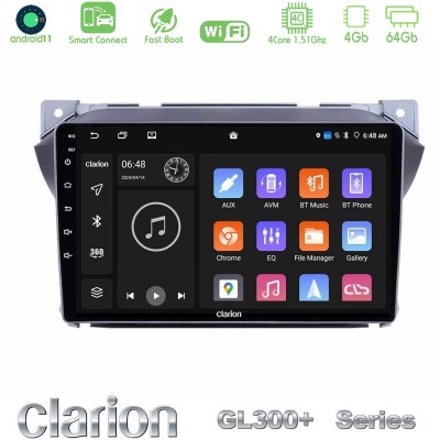 Clarion GL300+ Series 4Core Android11 4+64GB Suzuki Alto amp Nissan Pixo Navigation Multimedia Tablet 9"