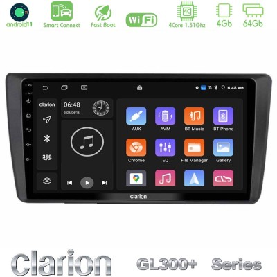 Clarion GL300+ Series 4Core Android11 4+64GB Skoda Octavia 2004-2012 Navigation Multimedia Tablet 9"