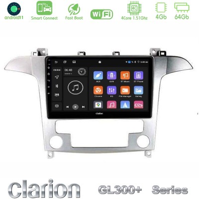 Clarion GL300+ Series 4Core Android11 4+64GB Ford S-Max 2006-2012 Navigation Multimedia Tablet 9"