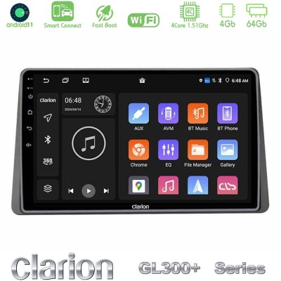 Clarion GL300+ Series 4Core Android11 4+64GB Renault Arkana 2019- Navigation Multimedia Tablet 10"