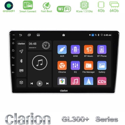 Clarion GL300+ Series 4Core Android11 4+64GB Kia Sportage 2005-2008 Navigation Multimedia Tablet 9"