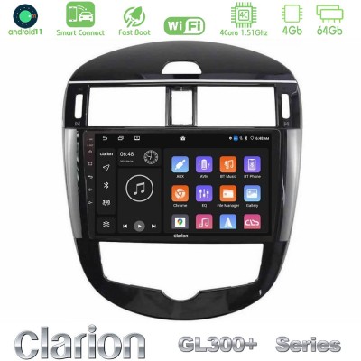 Clarion GL300+ Series 4Core Android11 4+64GB Nissan Pulsar 2015-2018 Navigation Multimedia Tablet 9"