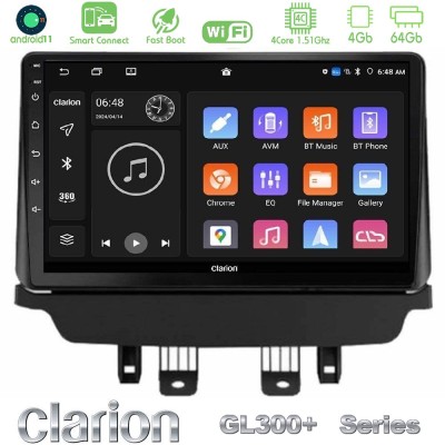 Clarion GL300+ Series 4Core Android11 4+64GB Mazda 2 2014-2021 Navigation Multimedia Tablet 9"