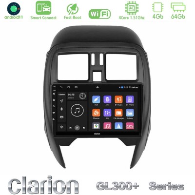Clarion GL300+ Series 4Core Android11 4+64GB Nissan Micra 2013-2016 Navigation Multimedia Tablet 9"