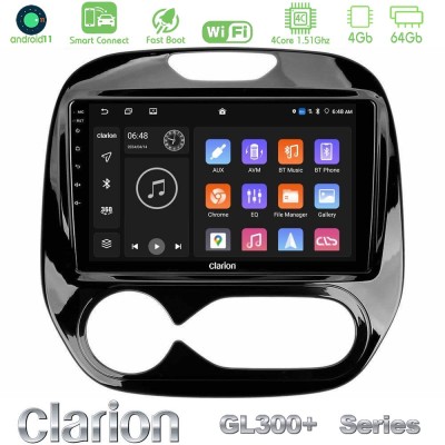 Clarion GL300+ Series 4Core Android11 4+64GB Renault Captur 2013-2019 (Facelift) Navigation Multimedia Tablet 9"