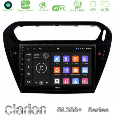 Clarion GL300+ Series 4Core Android11 4+64GB Citroen C-Elysee / Peugeot 301 Navigation Multimedia Tablet 9" (Μαύρο))