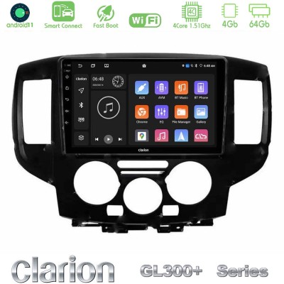 Clarion GL300+ Series 4Core Android11 4+64GB Nissan NV200 Navigation Multimedia Tablet 9" (Μαύρο)