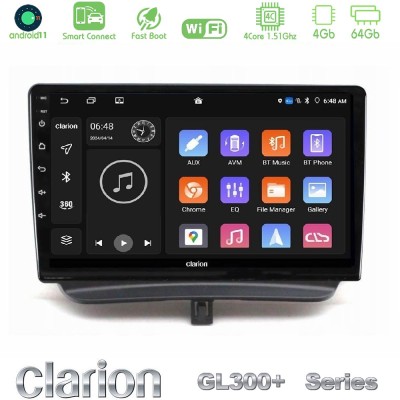 Clarion GL300+ Series 4Core Android11 4+64GB Ford Courier 2015-2023 Navigation Multimedia Tablet 9"