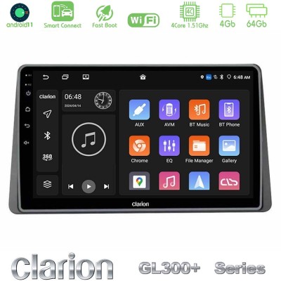 Clarion GL300+ Series 4Core Android11 4+64GB Dacia Duster 2022- Navigation Multimedia Tablet 9"
