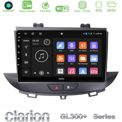 Clarion GL300+ Series 4Core Android11 4+64GB Opel Grandland/Crossland X Navigation Multimedia Tablet 9"