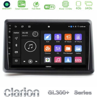 Clarion GL300+ Series 4Core Android11 4+64GB Renault Express 2020-2025 Navigation Multimedia Tablet 9"