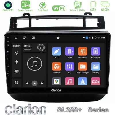 Clarion GL300+ Series 4Core Android11 4+64GB VW Touareg 2011-2018 Navigation Multimedia Tablet 9"