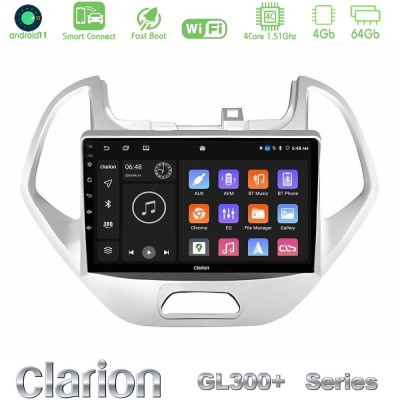 Clarion GL300+ Series 4Core Android11 4+64GB Ford KA 2016-2020 Navigation Multimedia Tablet 9"
