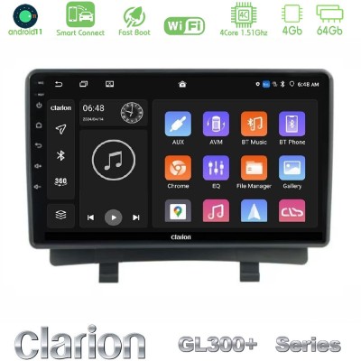 Clarion GL300+ Series 4Core Android11 4+64GB Opel Zafira 2012-2016 Navigation Multimedia Tablet 9"