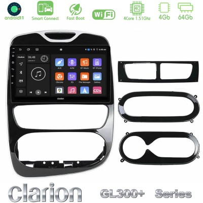 Clarion GL300+ Series 4Core Android11 4+64GB Renault Clio 2012-2019 Navigation Multimedia Tablet 9"