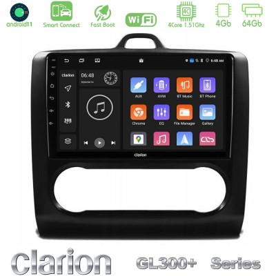 Clarion GL300+ Series 4Core Android11 4+64GB Ford Focus Auto AC Navigation Multimedia Tablet 9" (Μαύρο Χρώμα)