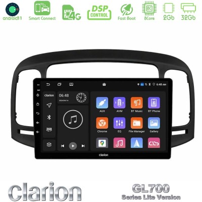 Clarion GL700 Lite Series 8Core Android11 2+32GB Hyundai Accent 2006-2011 Navigation Multimedia Tablet 9" Με Carplay & Android A
