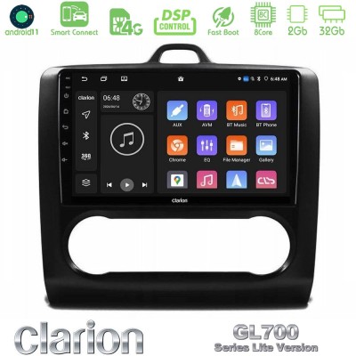 Clarion GL700 Lite Series 8Core Android11 2+32GB Ford Focus Auto AC Navigation Multimedia Tablet 9" Με Carplay & Android Auto