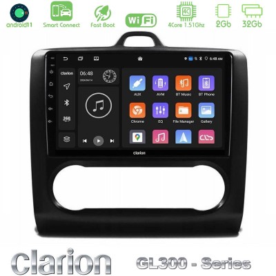 Clarion GL300 Series 4Core Android11 2+32GB Ford Focus Auto AC Navigation Multimedia Tablet 9" Με Carplay & Android Auto