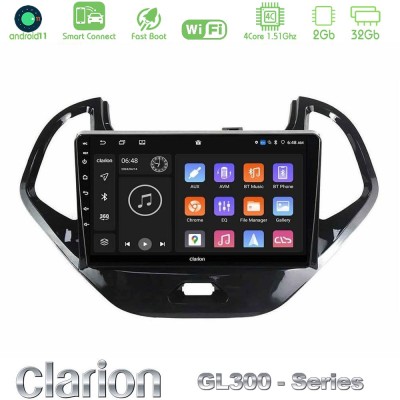 Clarion GL300 Series 4Core Android11 2+32GB Ford Ka 2016-2020 Navigation Multimedia Tablet 9" Με Carplay & Android Auto