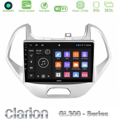 Clarion GL300 Series 4Core Android11 2+32GB Ford KA 2016-2020 Navigation Multimedia Tablet 9" Με Carplay & Android Auto