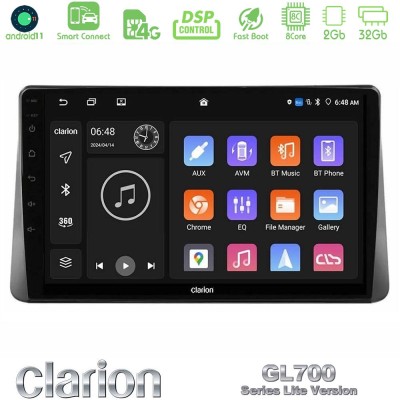 Clarion GL700 Lite Series 8Core Android11 2+32GB Ford Focus 2019- Navigation Multimedia Tablet 9" Με Carplay & Android Auto