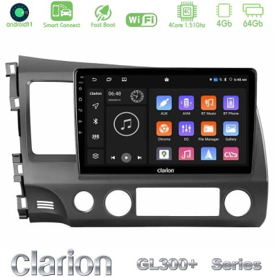 Clarion GL300+ Series 4Core Android11 4+64GB Honda Civic&nbsp;2006-2011 Navigation Multimedia Tablet 10"