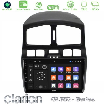 Clarion GL300 Series 4Core Android11 2+32GB Hyundai Santa Fe 2000-2006 Navigation Multimedia Tablet 9" Με Carplay & Android Auto