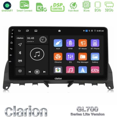 Clarion GL700 Lite Series 8Core Android11 2+32GB Mercedes C-Class W204 2008-2011 Navigation Multimedia Tablet 9" Με Carplay & An
