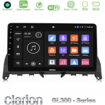 Clarion GL300 Series 4Core Android11 2+32GB Mercedes C-Class W204 2008-2011 Navigation Multimedia Tablet 9" Με Carplay & Android