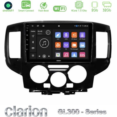 Clarion GL300 Series 4Core Android11 2+32GB Nissan NV200 2009 – 2019 Navigation Multimedia Tablet 9" Με Carplay & Android Auto (