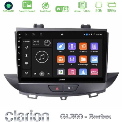 Clarion GL300 Series 4Core Android11 2+32GB Opel Grandland/Crossland X Navigation Multimedia Tablet 9" Με Carplay & Android Auto