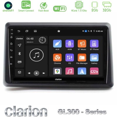 Clarion GL300 Series 4Core Android11 2+32GB Renault Express 2020-2025 Navigation Multimedia Tablet 9" Με Carplay & Android Auto