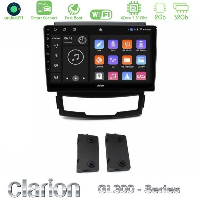 Clarion GL300 Series 4Core Android11 2+32GB Ssangyong Korando 2010-2014 Navigation Multimedia Tablet 9" Με Carplay & Android Aut