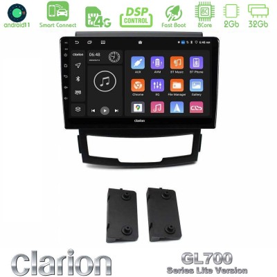 Clarion GL700 Lite Series 8Core Android11 2+32GB Ssangyong Korando 2010-2014 Navigation Multimedia Tablet 9" Με Carplay & Androi