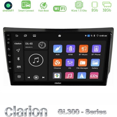 Clarion GL300 Series 4Core Android11 2+32GB Ssangyong Rexton 2002-2006 Navigation Multimedia Tablet 9" Με Carplay & Android Auto