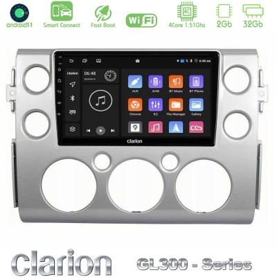 Clarion GL300 Series 4Core Android11 2+32GB Toyota FJ 2007-2014 Navigation Multimedia Tablet 9" Με Carplay & Android Auto