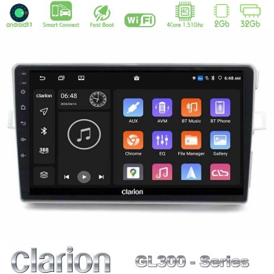 Clarion GL300 Series 4Core Android11 2+32GB Toyota Verso 2009-2018 Navigation Multimedia Tablet 9" Με Carplay & Android Auto