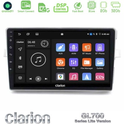 Clarion GL700 Lite Series 8Core Android11 2+32GB Toyota Verso 2009-2018 Navigation Multimedia Tablet 9" Με Carplay & Android Aut