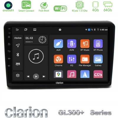 Clarion GL300+ Series 4Core Android11 4+64GB Citroen C5 2008-2019 Navigation Multimedia Tablet 10"