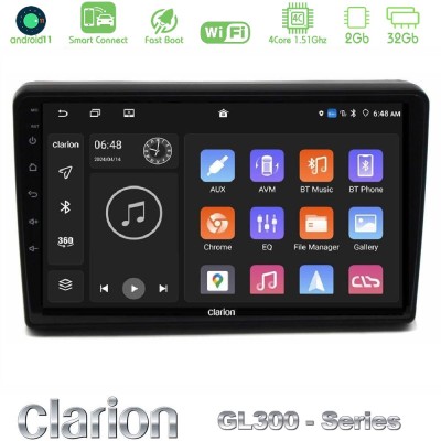 Clarion GL300 Series 4Core Android11 2+32GB Citroen C5 2008-2019 Navigation Multimedia Tablet 10" Με Carplay & Android Auto