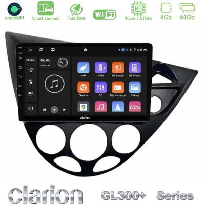 Clarion GL300+ Series 4Core Android11 4+64GB Ford Focus 1999-2004 (RHD) Navigation Multimedia Tablet 9"