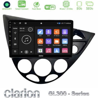 Clarion GL300 Series 4Core Android11 2+32GB Ford Focus 1999-2004 (RHD) Navigation Multimedia Tablet 9" Με Carplay & Android Auto